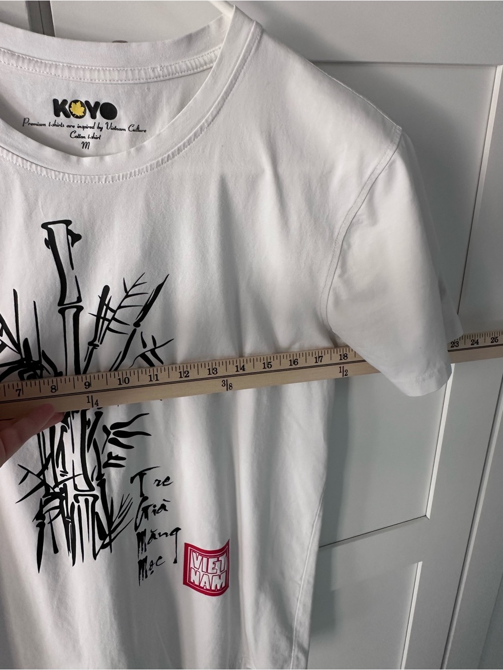 KOYO White Bamboo Graphic Short Sleeve Tee with Red Patch - Picture 6 of 6